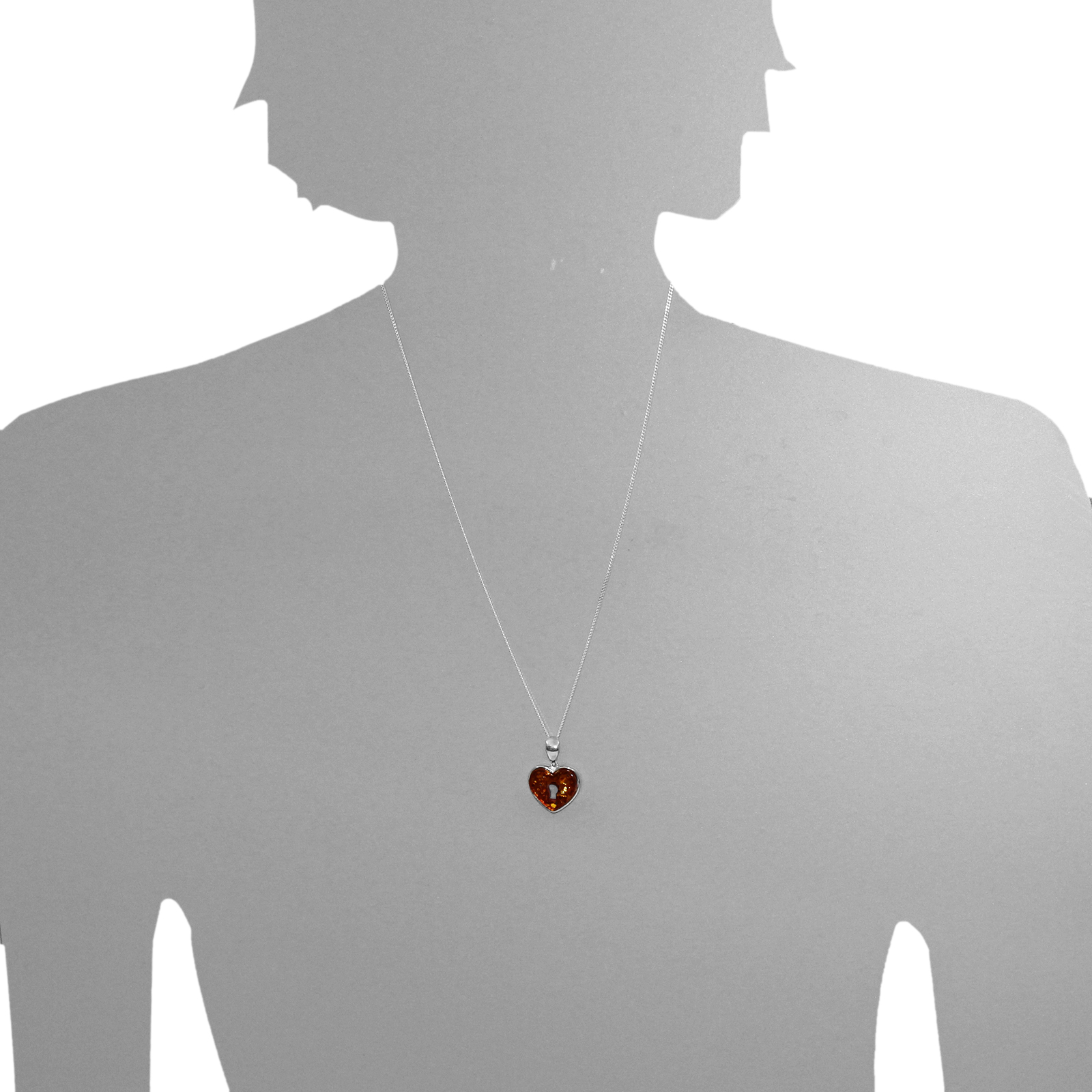 Anhänger "Herz", Silber, 925/000, Bernstein Anhänger "Herz", Silber, 925/000, Bernstein