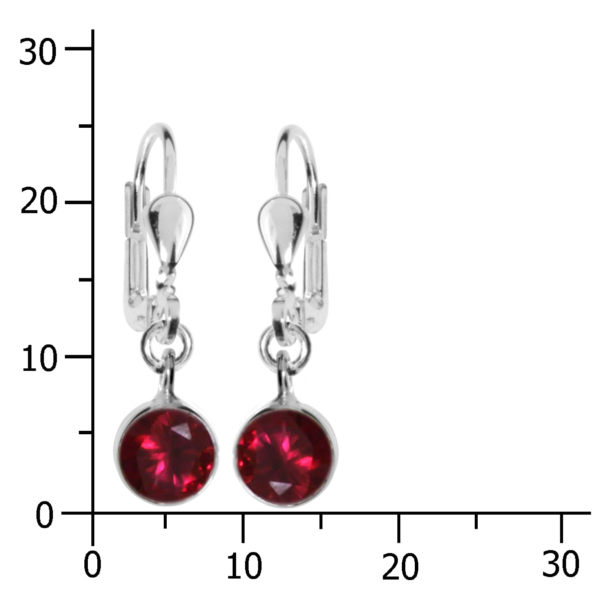Ohrhänger Silber 925/000, sy. Rubin, 6 mm