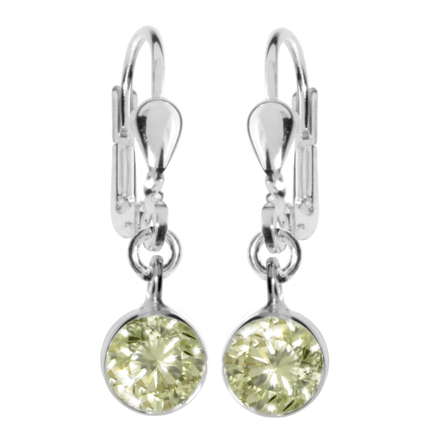 Ohrhänger Silber 925/000, Zirkonia-limette, 6 mm