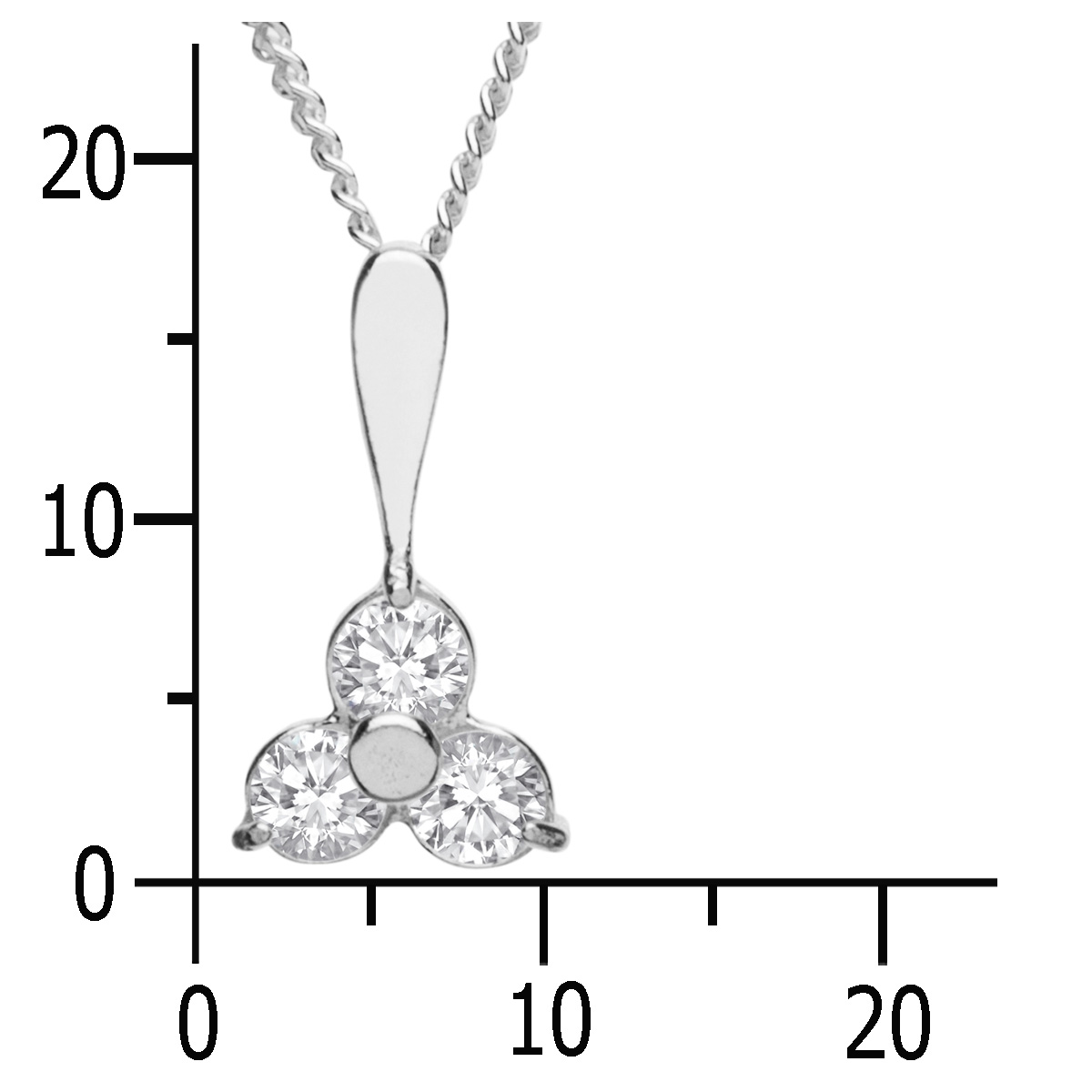043-201653-A142k Kette mit Anhänger Silber 925/000, Zirkonia, weiß, 42 cm