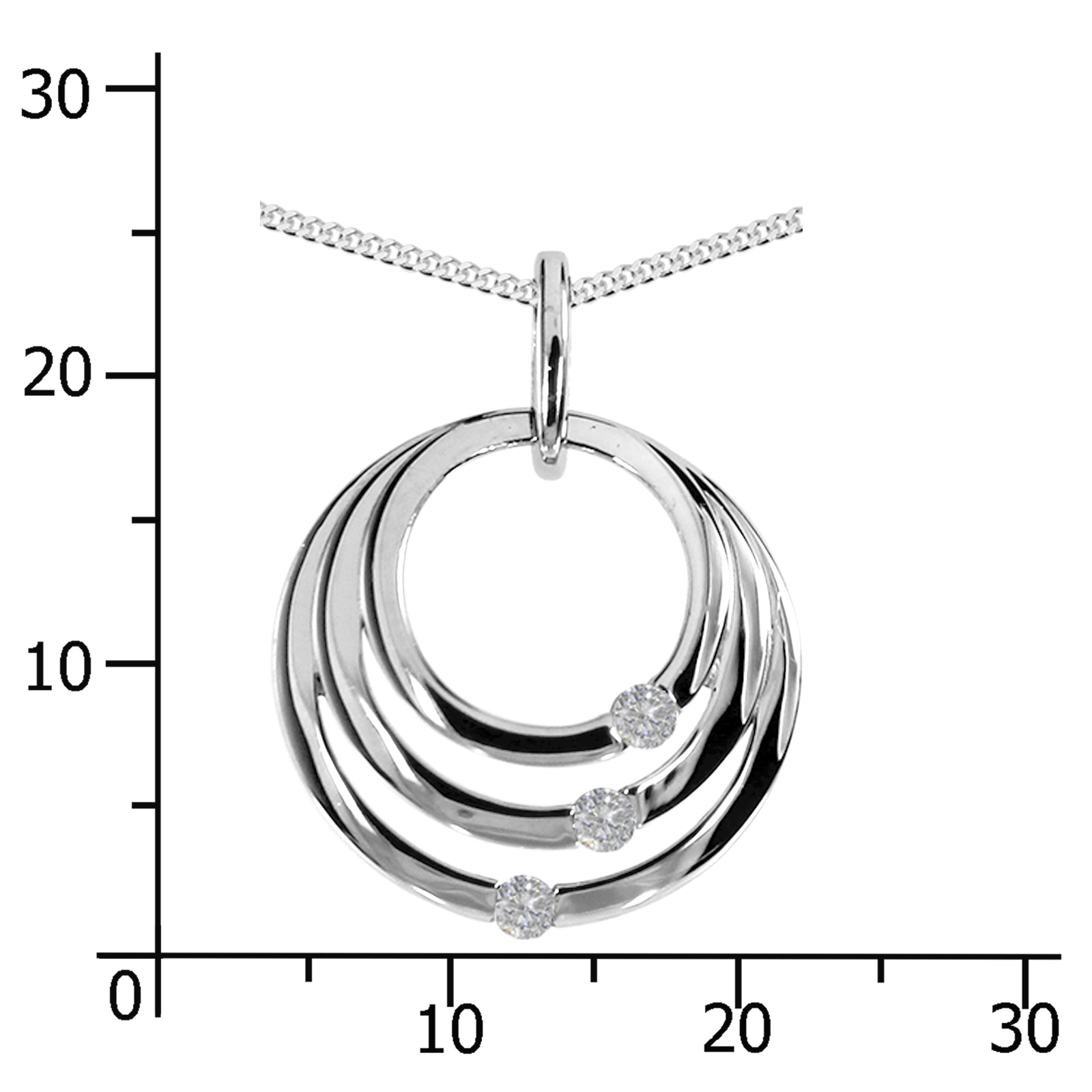 Kette mit Anhänger, Silber 925/000,  Zirkonia  -Länge wählbar-     