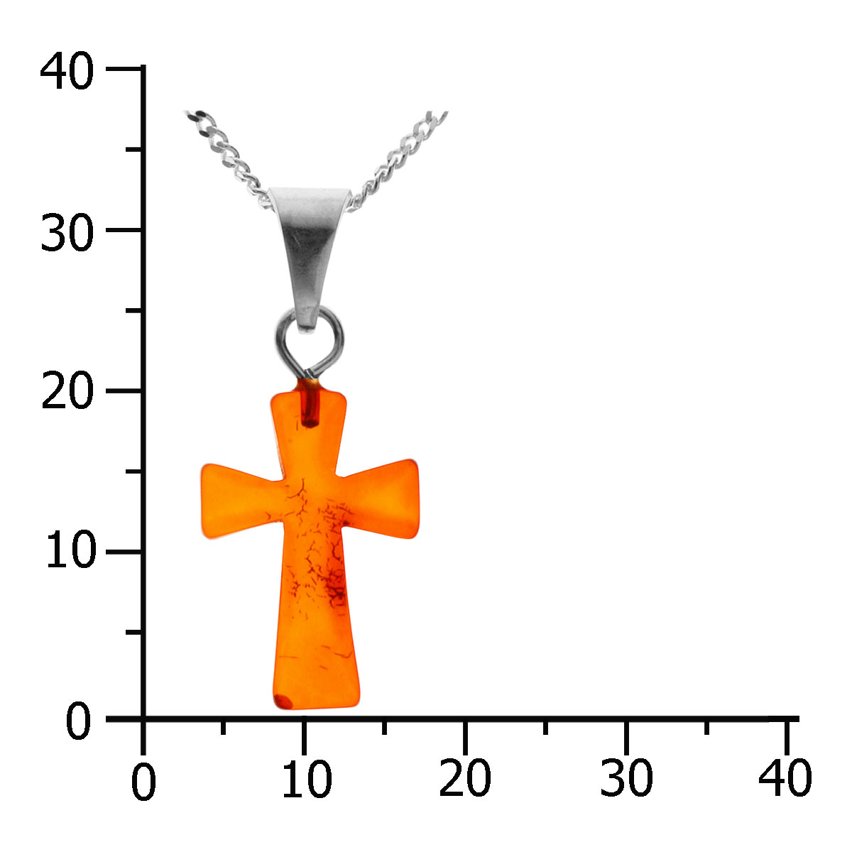 Kette mit Anhänger Silber 925/000, Bernsteinkreuz- Länge wählbar-