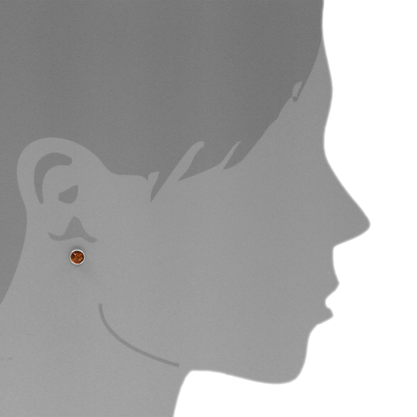 Ohrstecker 6 mm, gefasst, Silber 925/000, Bernstein 