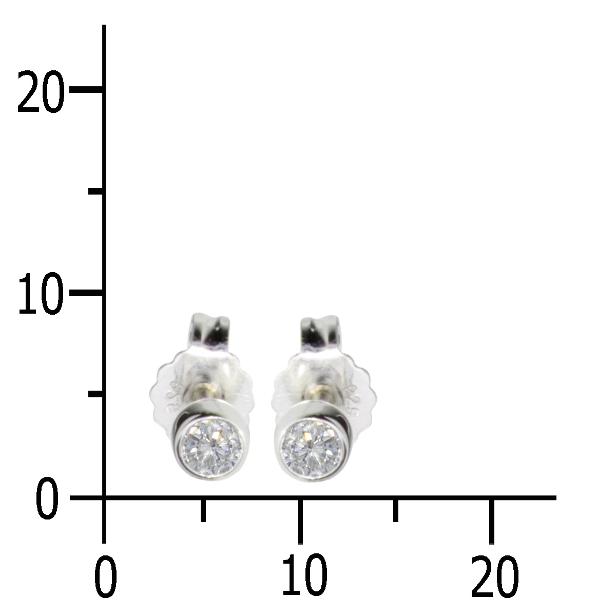 Ohrstecker Silber 925/000, Zirkonia, 3 mm