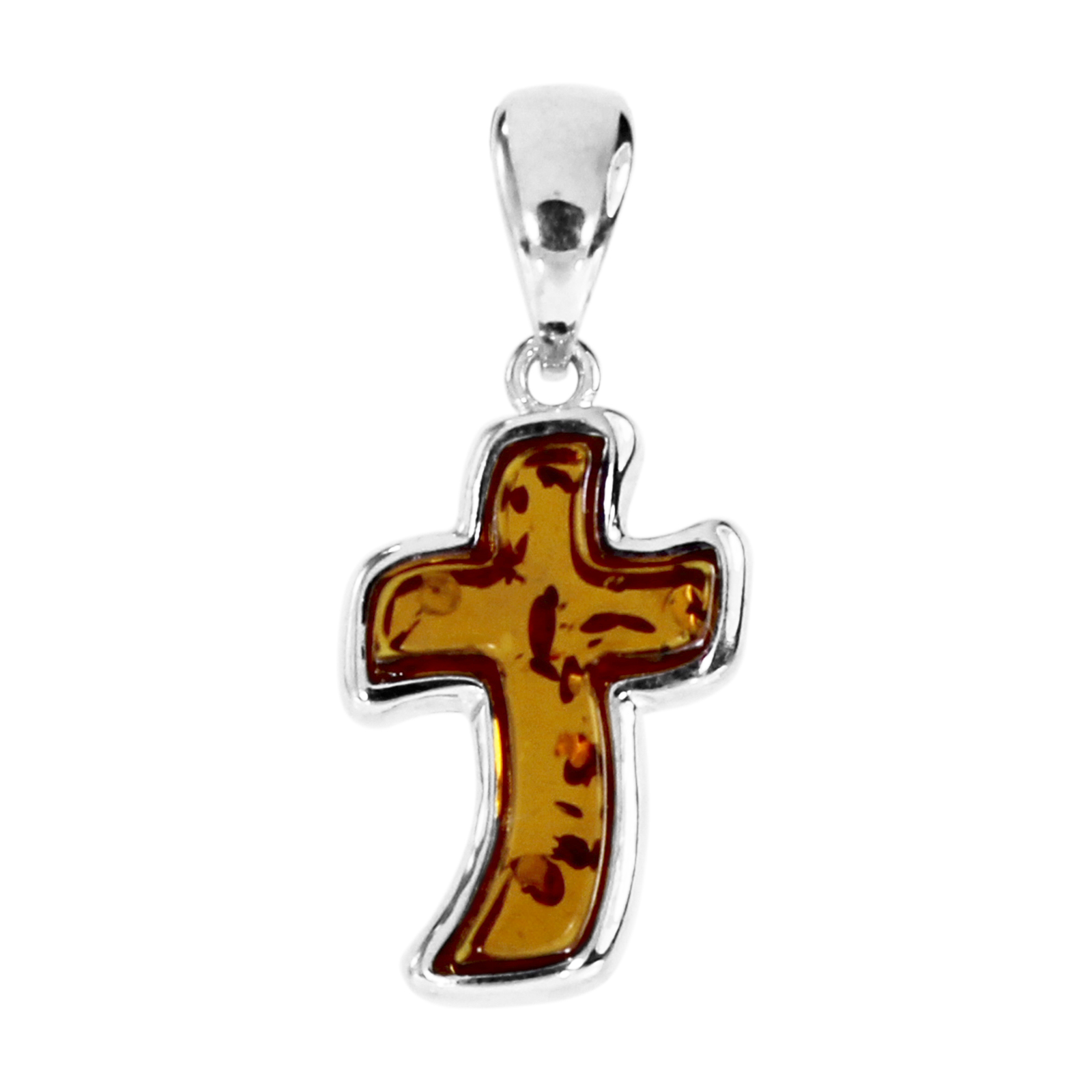 Anhänger "Kreuz", Silber 925/000,  Bernstein