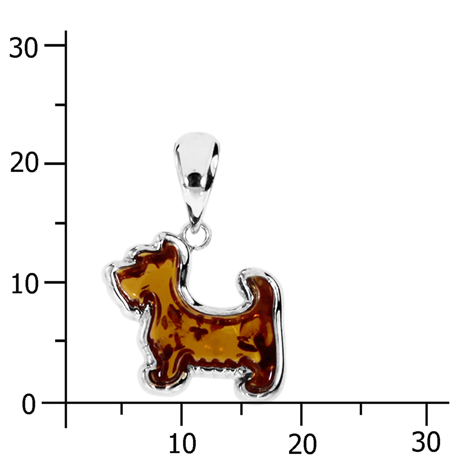 Anhänger "Hund", Silber 925/000,  Bernstein