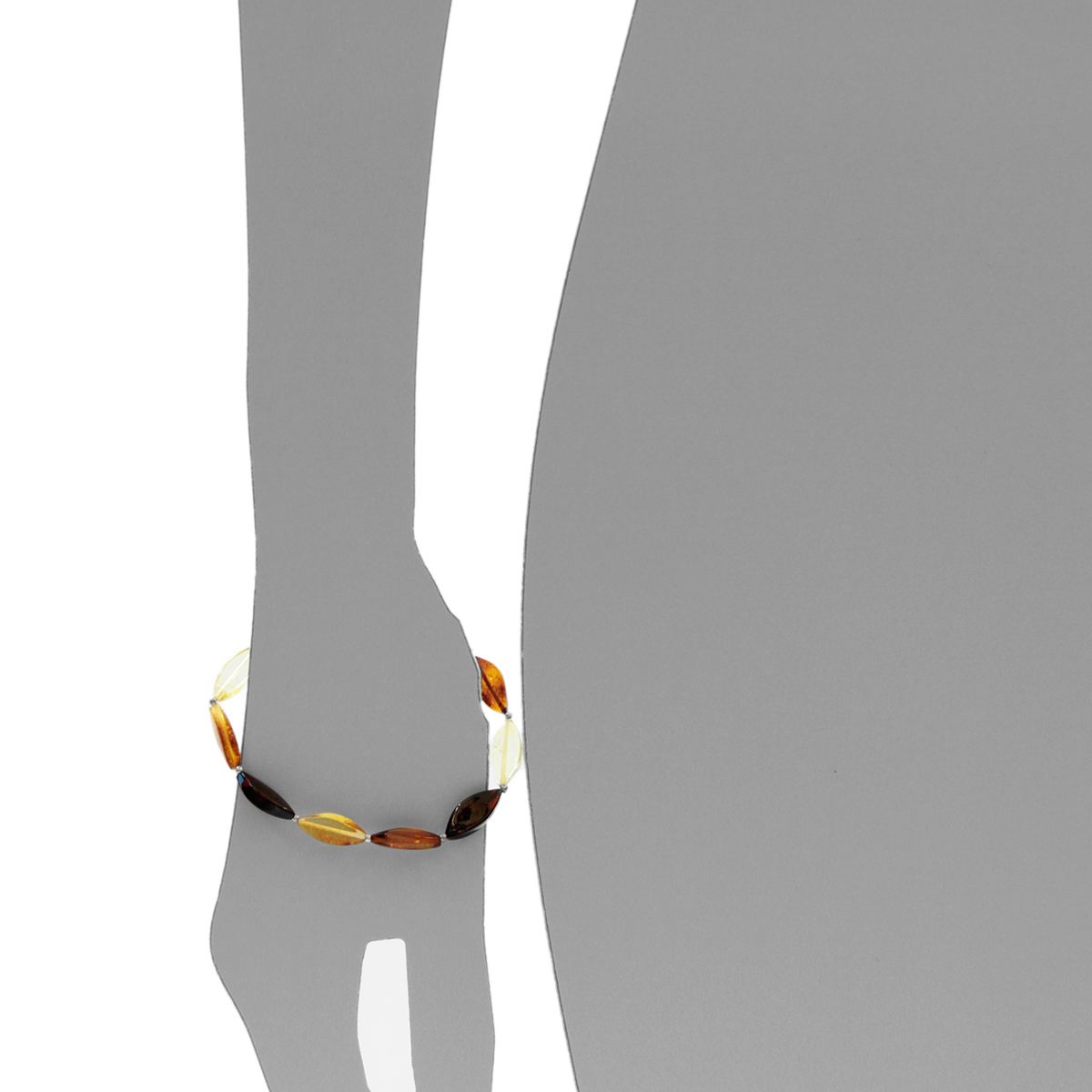 Bernsteinarmband, 19 cm, Gummizug, navetteform