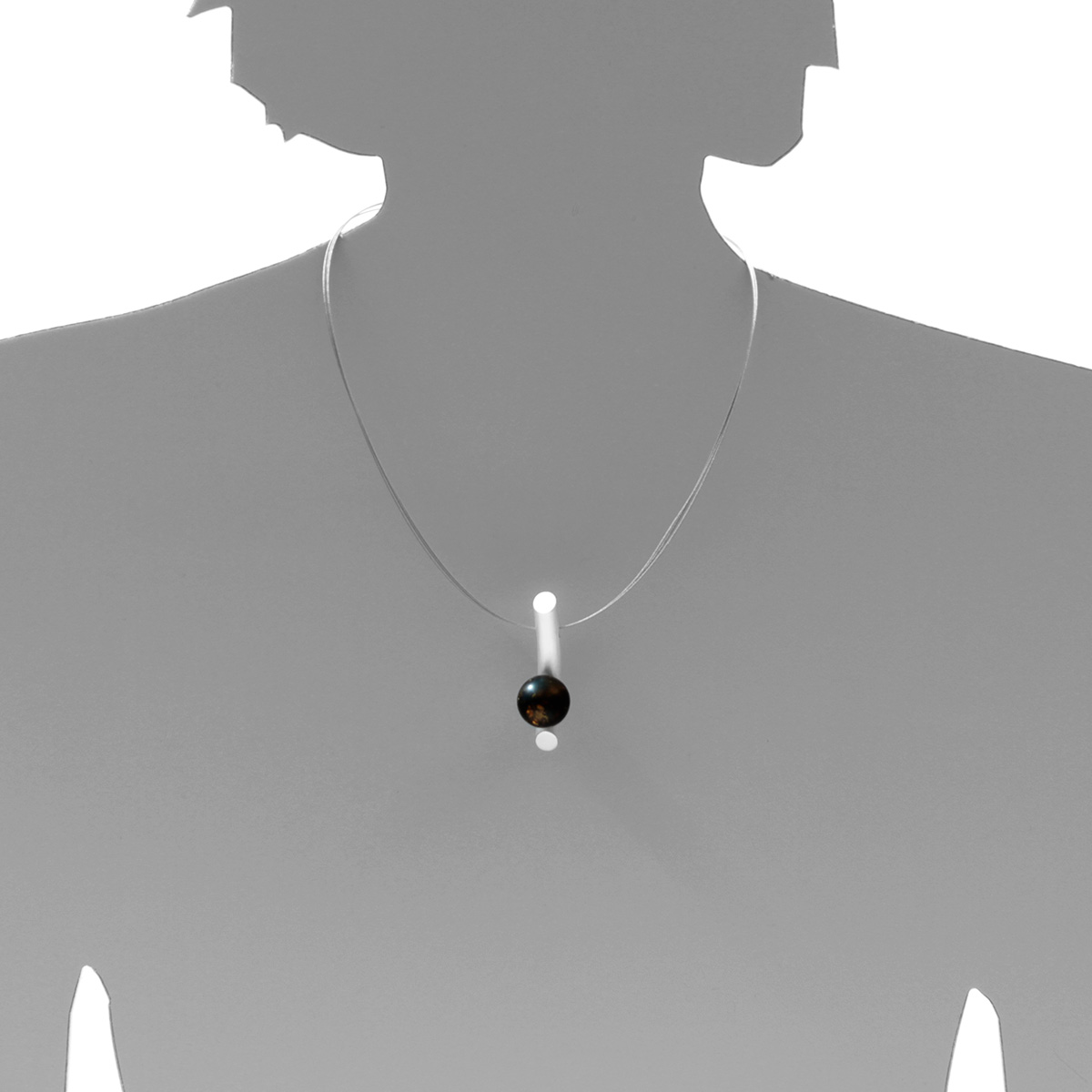 Edelstahlcollier 5-er/42 oder 45 cm, Silber 925/000, Bernstein