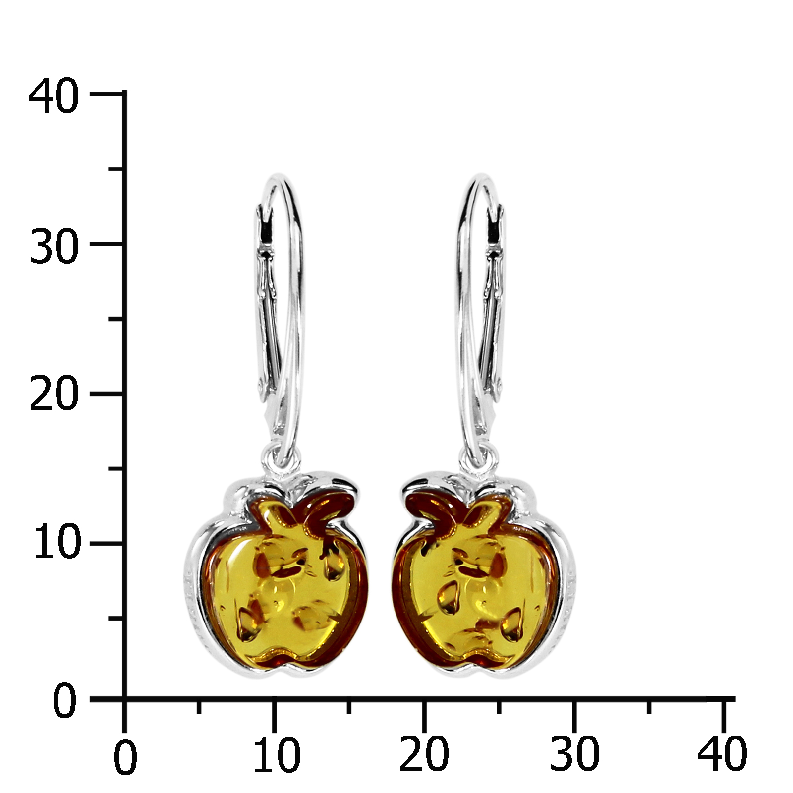Ohrhänger "Apfel", Silber 925/000, Bernstein Ohrhänger "Apfel", Silber 925/000, Bernstein