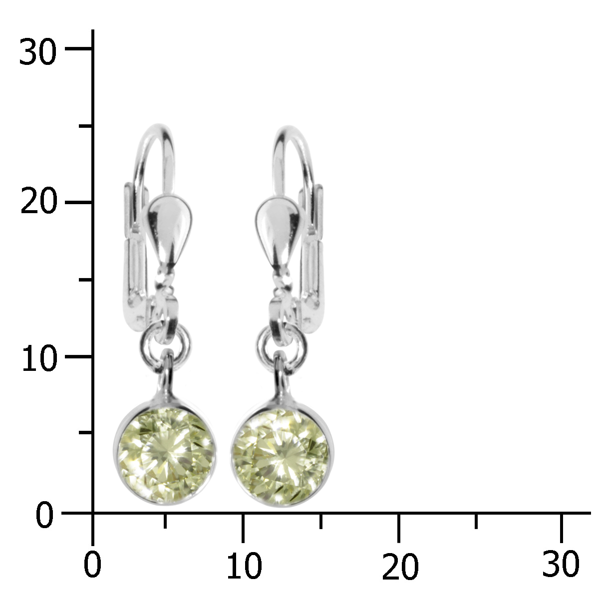 Ohrhänger Silber 925/000, Zirkonia-limette, 6 mm