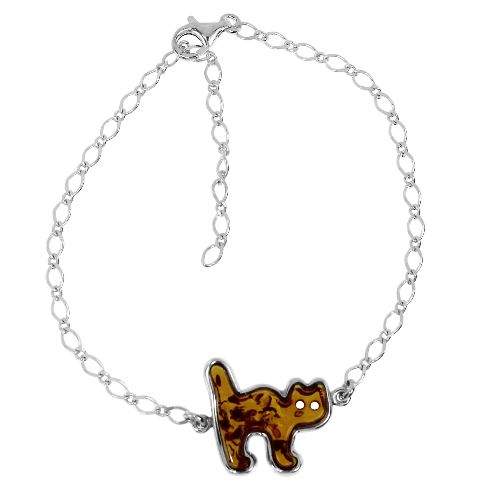 Armband "Katze", Silber 925/000, Bernstein  