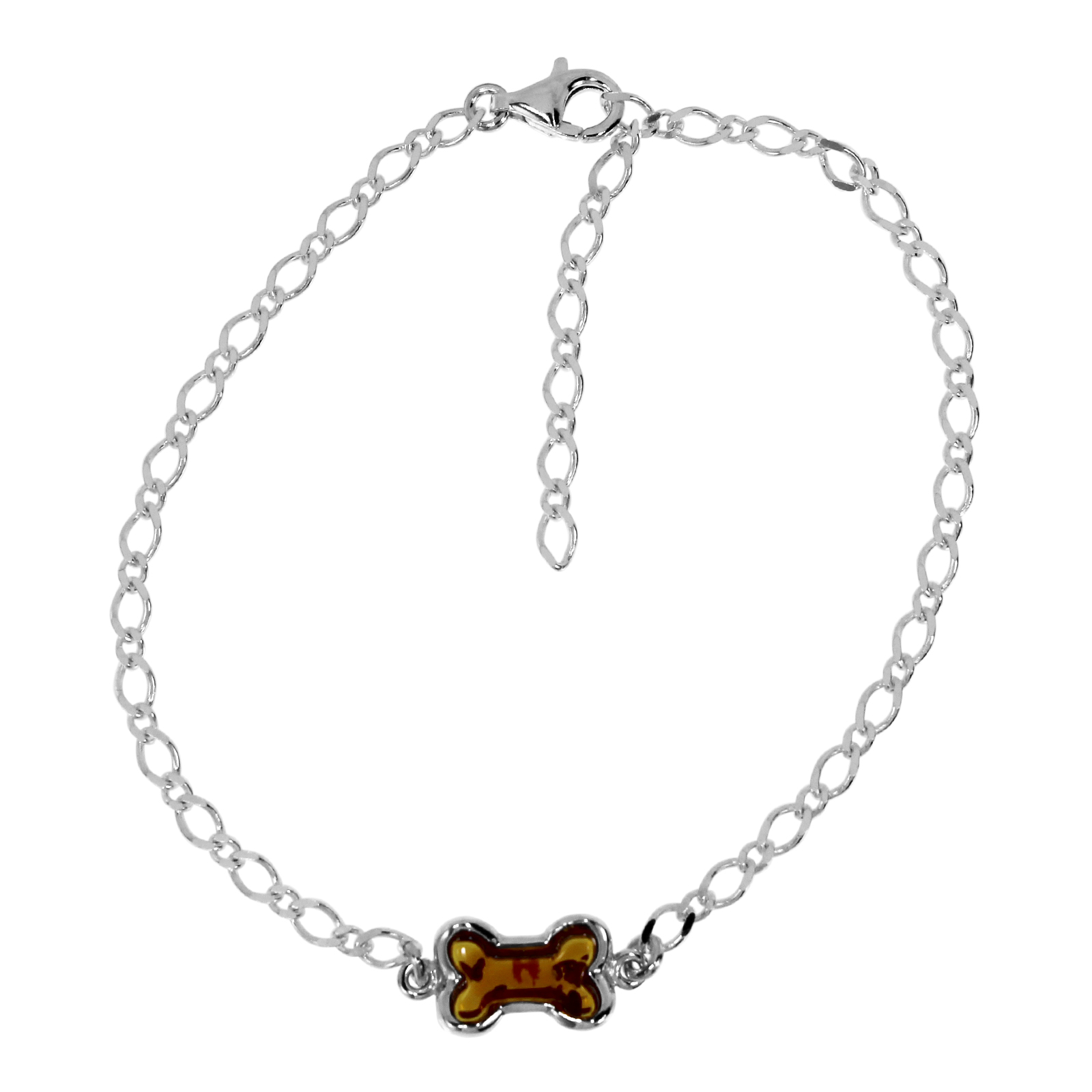 Armband "Knochen", Silber 925/000, Bernstein 