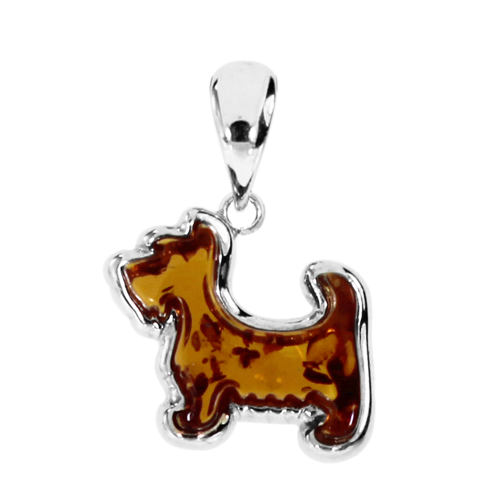 Anhänger "Hund", Silber 925/000,  Bernstein