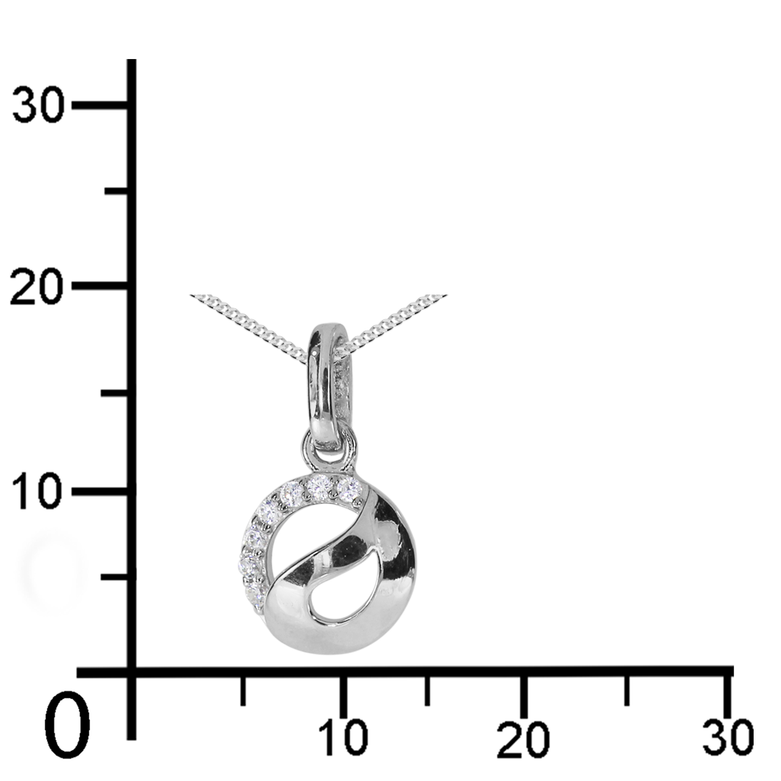 Kette mit Anhänger, Silber 925/000,  Zirkonia  -Länge wählbar-   