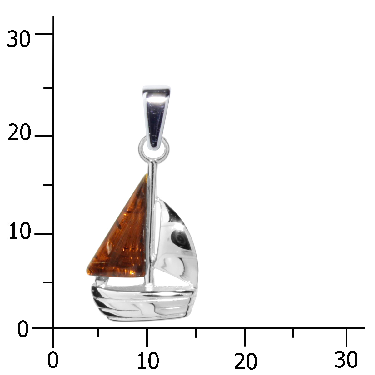 Anhänger Silber 925/000, Schiffchen, Bernstein