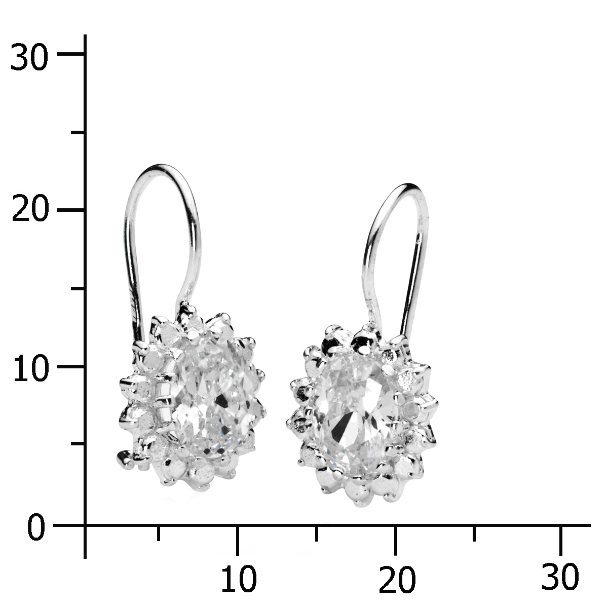 Ohrhänger Silber 925/000, Zirkonia, weiß